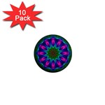 Star Of Leaves, Abstract Magenta Green Forest 1  Mini Button Magnet (10 pack)