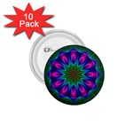 Star Of Leaves, Abstract Magenta Green Forest 1.75  Button (10 pack)