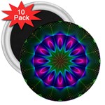 Star Of Leaves, Abstract Magenta Green Forest 3  Button Magnet (10 pack)