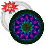 Star Of Leaves, Abstract Magenta Green Forest 3  Button (100 pack)