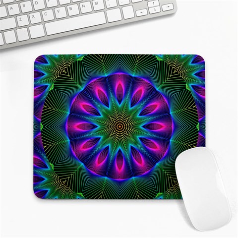 Star Of Leaves, Abstract Magenta Green Forest Large Mouse Pad (Rectangle) from ArtsNow.com Front