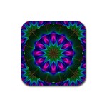 Star Of Leaves, Abstract Magenta Green Forest Drink Coaster (Square)