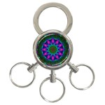 Star Of Leaves, Abstract Magenta Green Forest 3-Ring Key Chain