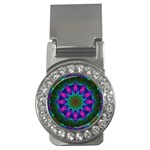 Star Of Leaves, Abstract Magenta Green Forest Money Clip (CZ) Star Of Leaves, Abstract Magenta Green Forest Money Clip (CZ)