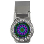 Star Of Leaves, Abstract Magenta Green Forest Money Clip (CZ)