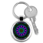 Star Of Leaves, Abstract Magenta Green Forest Key Chain (Round) Star Of Leaves, Abstract Magenta Green Forest Key Chain (Round)