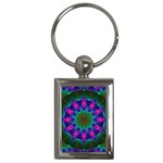 Star Of Leaves, Abstract Magenta Green Forest Key Chain (Rectangle) Star Of Leaves, Abstract Magenta Green Forest Key Chain (Rectangle)
