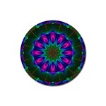 Star Of Leaves, Abstract Magenta Green Forest Drink Coaster (Round)