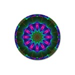 Star Of Leaves, Abstract Magenta Green Forest Magnet 3  (Round)