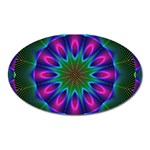 Star Of Leaves, Abstract Magenta Green Forest Magnet (Oval)