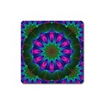 Star Of Leaves, Abstract Magenta Green Forest Magnet (Square)