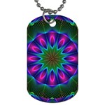 Star Of Leaves, Abstract Magenta Green Forest Dog Tag (One Sided)