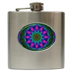 Star Of Leaves, Abstract Magenta Green Forest Hip Flask Star Of Leaves, Abstract Magenta Green Forest Hip Flask