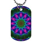 Star Of Leaves, Abstract Magenta Green Forest Dog Tag (Two-sided) Star Of Leaves, Abstract Magenta Green Forest Dog Tag (Two-sided)