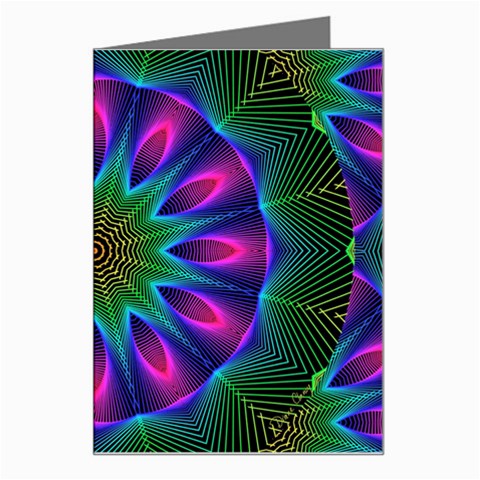 Star Of Leaves, Abstract Magenta Green Forest Greeting Card from ArtsNow.com Left