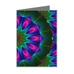 Star Of Leaves, Abstract Magenta Green Forest Mini Greeting Card