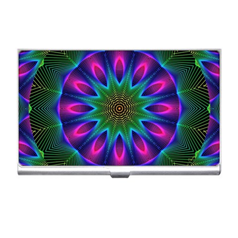 Star Of Leaves, Abstract Magenta Green Forest Business Card Holder from ArtsNow.com Front