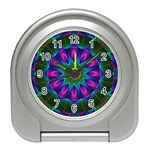 Star Of Leaves, Abstract Magenta Green Forest Desk Alarm Clock