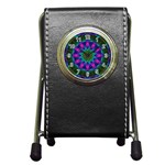 Star Of Leaves, Abstract Magenta Green Forest Stationery Holder Clock