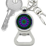 Star Of Leaves, Abstract Magenta Green Forest Bottle Opener Key Chain