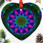 Star Of Leaves, Abstract Magenta Green Forest Heart Ornament (Two Sides)