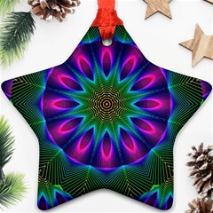 Star Of Leaves, Abstract Magenta Green Forest Star Ornament (Two Sides) from ArtsNow.com Front