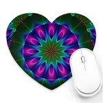 Star Of Leaves, Abstract Magenta Green Forest Mouse Pad (Heart)