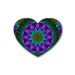 Star Of Leaves, Abstract Magenta Green Forest Drink Coasters 4 Pack (Heart) 