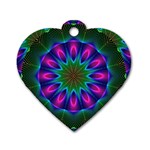 Star Of Leaves, Abstract Magenta Green Forest Dog Tag Heart (Two Sided)