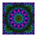 Star Of Leaves, Abstract Magenta Green Forest Glasses Cloth (Medium, Two Sided)