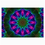 Star Of Leaves, Abstract Magenta Green Forest Glasses Cloth (Large)