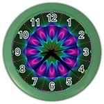 Star Of Leaves, Abstract Magenta Green Forest Wall Clock (Color) Star Of Leaves, Abstract Magenta Green Forest Wall Clock (Color)