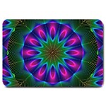 Star Of Leaves, Abstract Magenta Green Forest Large Door Mat