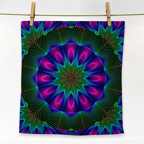 Star Of Leaves, Abstract Magenta Green Forest Face Towel from ArtsNow.com Front