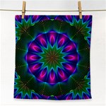 Star Of Leaves, Abstract Magenta Green Forest Face Towel