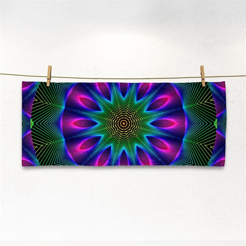 Star Of Leaves, Abstract Magenta Green Forest Hand Towel from ArtsNow.com Front