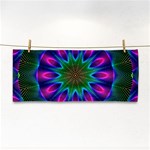 Star Of Leaves, Abstract Magenta Green Forest Hand Towel