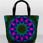 Star Of Leaves, Abstract Magenta Green Forest Bucket Handbag