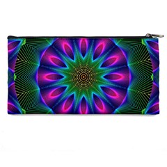 Star Of Leaves, Abstract Magenta Green Forest Pencil Case from ArtsNow.com Back
