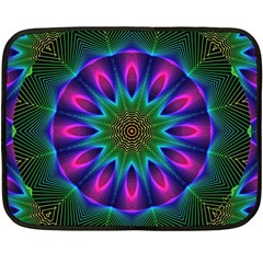 Star Of Leaves, Abstract Magenta Green Forest Mini Fleece Blanket (Two Sided) from ArtsNow.com 35 x27  Blanket Front