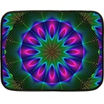 Star Of Leaves, Abstract Magenta Green Forest Mini Fleece Blanket (Two Sided) Star Of Leaves, Abstract Magenta Green Forest Mini Fleece Blanket (Two Sided)