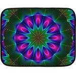 Star Of Leaves, Abstract Magenta Green Forest Mini Fleece Blanket (Two Sided)