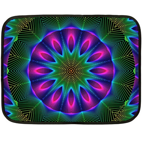 Star Of Leaves, Abstract Magenta Green Forest Mini Fleece Blanket (Two Sided) from ArtsNow.com 35 x27  Blanket Back