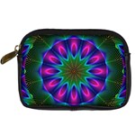 Star Of Leaves, Abstract Magenta Green Forest Digital Camera Leather Case