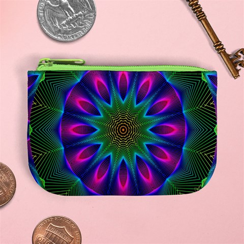 Star Of Leaves, Abstract Magenta Green Forest Coin Change Purse from ArtsNow.com Front