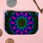 Star Of Leaves, Abstract Magenta Green Forest Coin Change Purse Star Of Leaves, Abstract Magenta Green Forest Coin Change Purse