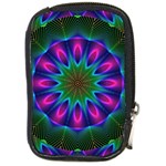 Star Of Leaves, Abstract Magenta Green Forest Compact Camera Leather Case Star Of Leaves, Abstract Magenta Green Forest Compact Camera Leather Case