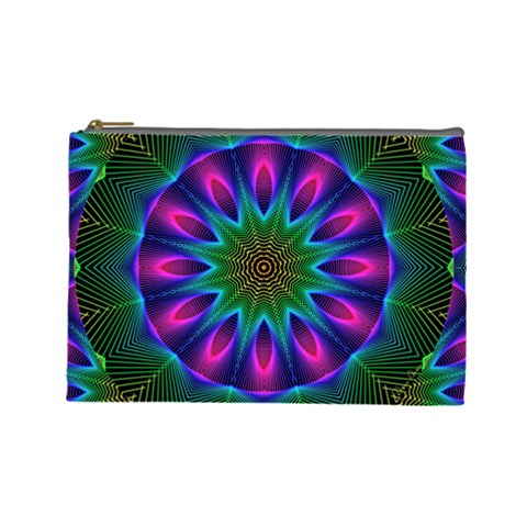 Star Of Leaves, Abstract Magenta Green Forest Cosmetic Bag (Large) from ArtsNow.com Front