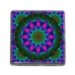 Star Of Leaves, Abstract Magenta Green Forest Memory Card Reader with Storage (Square)