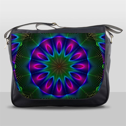 Star Of Leaves, Abstract Magenta Green Forest Messenger Bag from ArtsNow.com Front